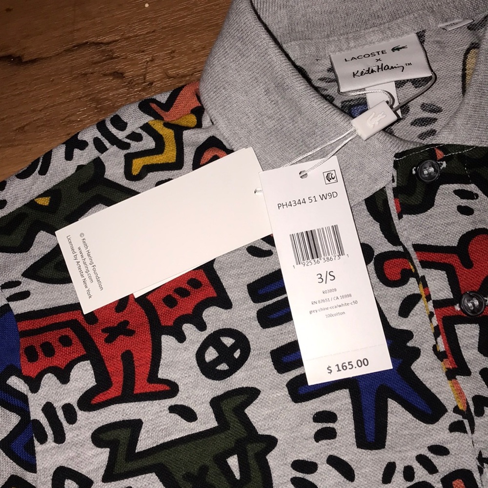 NWT MENS KEITH HARRING xLACOSTE PRINT PIQUE POLO - Picture 5 of 6